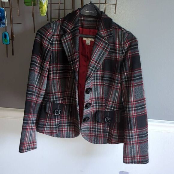 Talbots wool blend plaid short jacket sz 6 - Picture 1 of 7